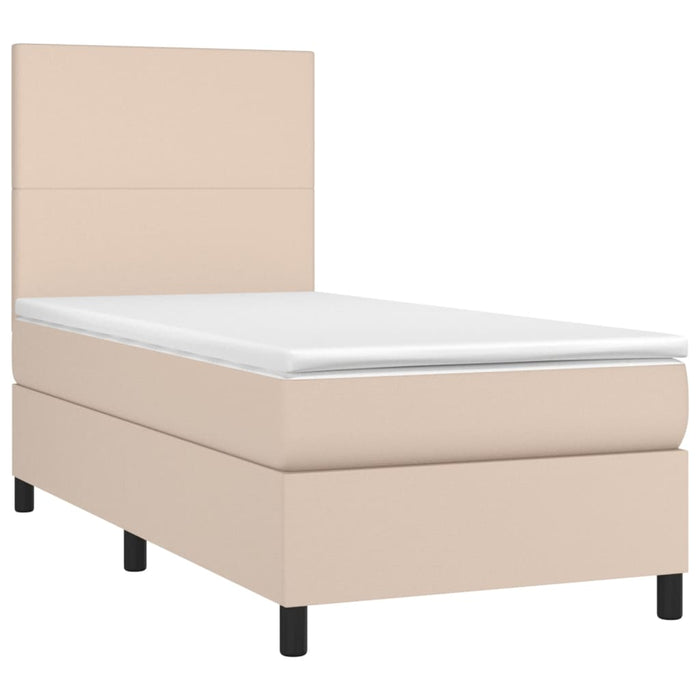 Giroletto Molle Materasso e LED-Struttura Letto con LED Cappuccino 80x200 cm Similpelle 305202