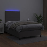 Giroletto Molle con Materasso e LED Grigio 120x200cm Similpelle 3135817