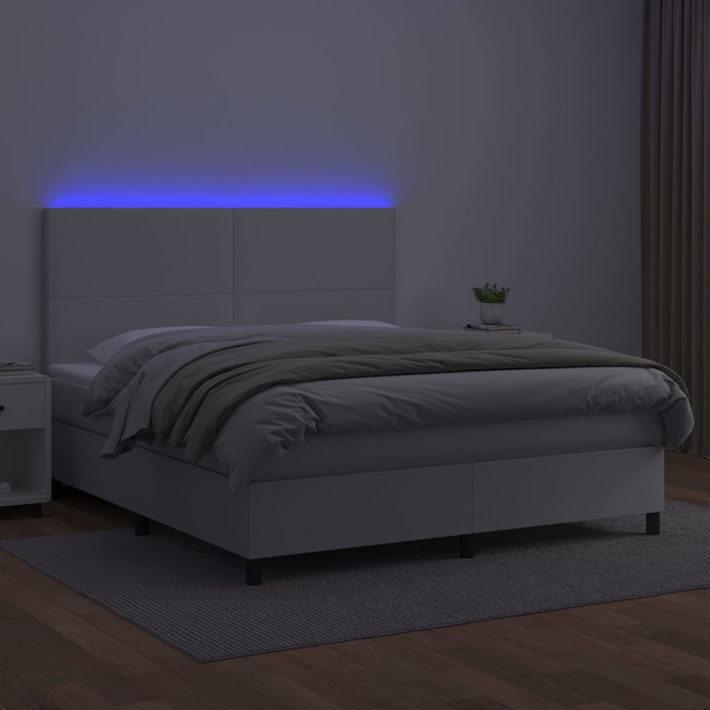 Giroletto Molle con Materasso e LED Bianco 180x200cm Similpelle 3135838