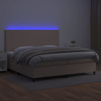 Giroletto Molle Materasso e LED Cappuccino 200x200cm Similpelle 3135848