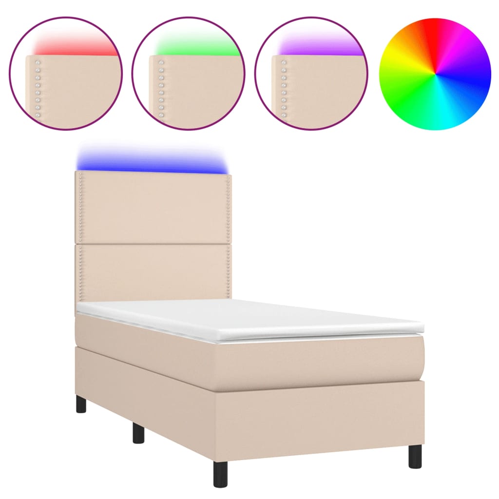 Giroletto Molle Materasso e LED-Struttura Letto Cappuccino 90x190 cm Similpelle 128314