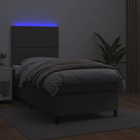 Giroletto Molle con Materasso e LED Grigio 90x200cm Similpelle 3135865