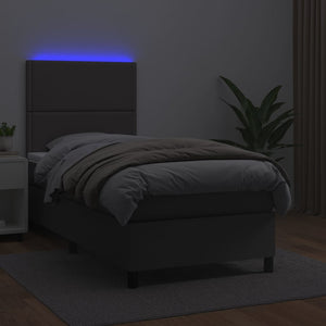 Giroletto Molle con Materasso e LED Grigio 90x200cm Similpelle 3135865