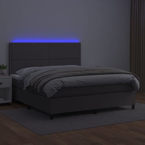 Giroletto Molle con Materasso e LED Grigio 140x190cm Similpelle 3135883