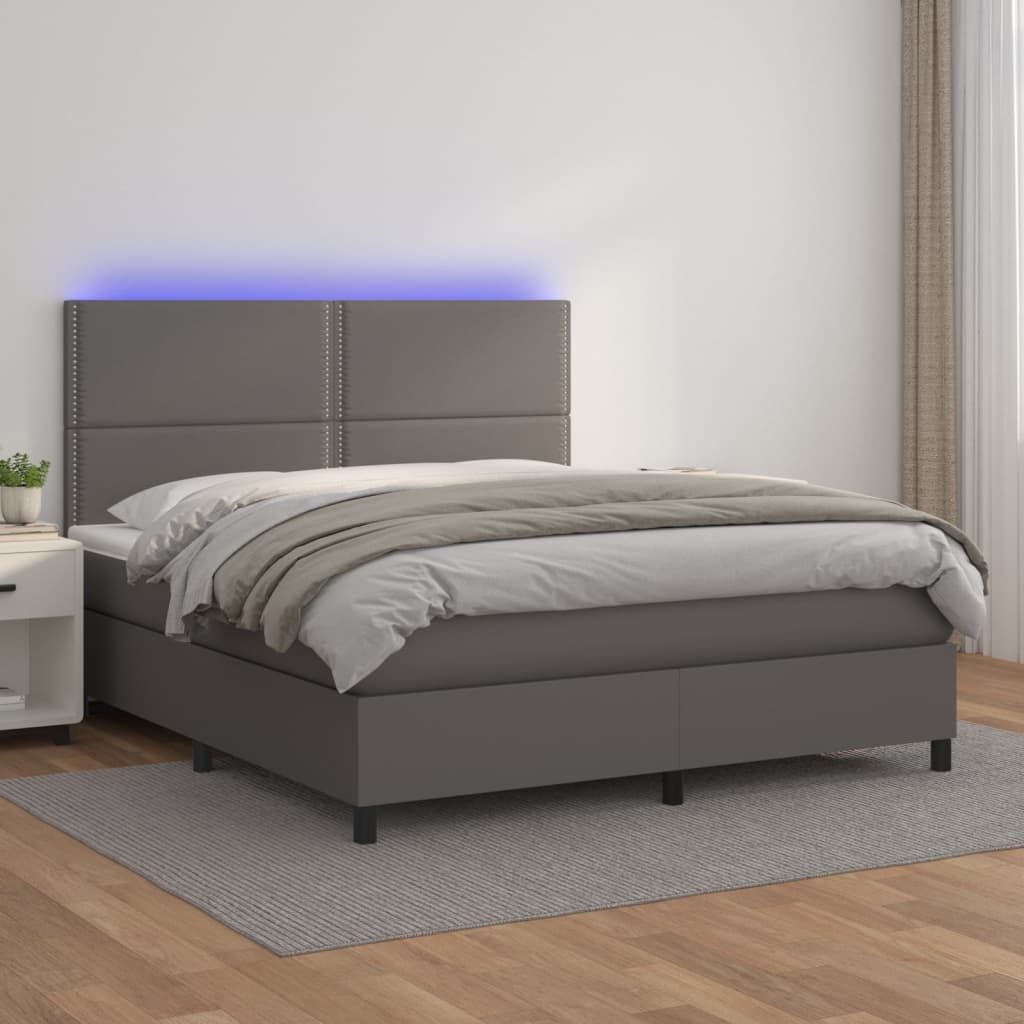 Giroletto Molle con Materasso e LED Grigio 140x190cm Similpelle 3135883