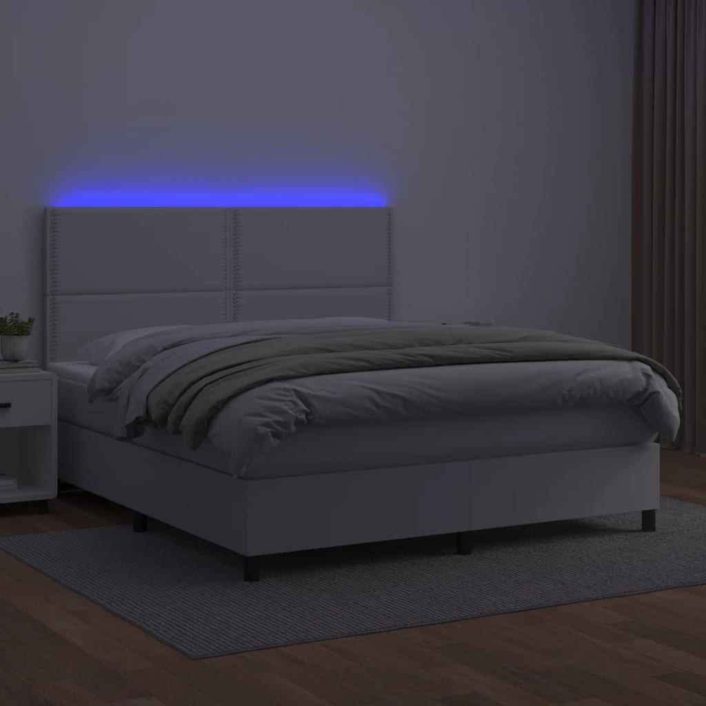 Giroletto Molle con Materasso e LED Bianco 180x200cm Similpelle cod mxl 60446