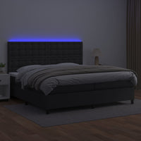 Giroletto a Molle con Materasso e LED Nero 200x200cm Similpelle cod mxl 61132