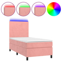 Letto a Molle con Materasso e LED-Struttura Letto con Materasso Rosa 80x200 cm in Velluto 507779
