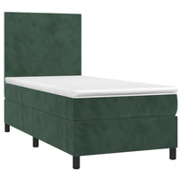 Letto a Molle con Materasso e LED-Struttura Letto con Materasso Verde Scuro 90x190 cm Velluto 882283