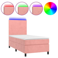 Letto a Molle con Materasso e LED-Struttura Letto con Materasso Rosa 90x190 cm in Velluto 324750