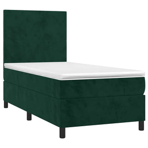 Letto a Molle con Materasso e LED-Struttura Letto con Materasso Verde Scuro 90x200cm Velluto 388435