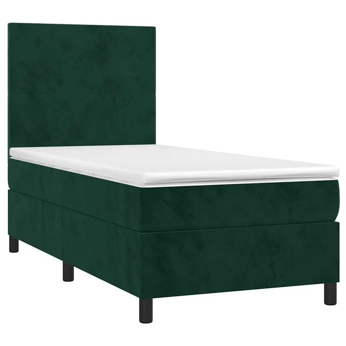 Letto a Molle con Materasso e LED-Struttura Letto con Materasso Verde Scuro 90x200cm Velluto 388435