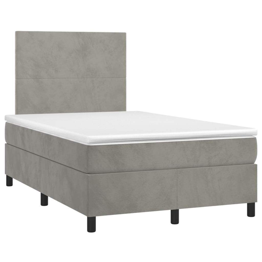 Letto a Molle Materasso e LED Grigio Chiaro 120x200 cm Velluto 3135993