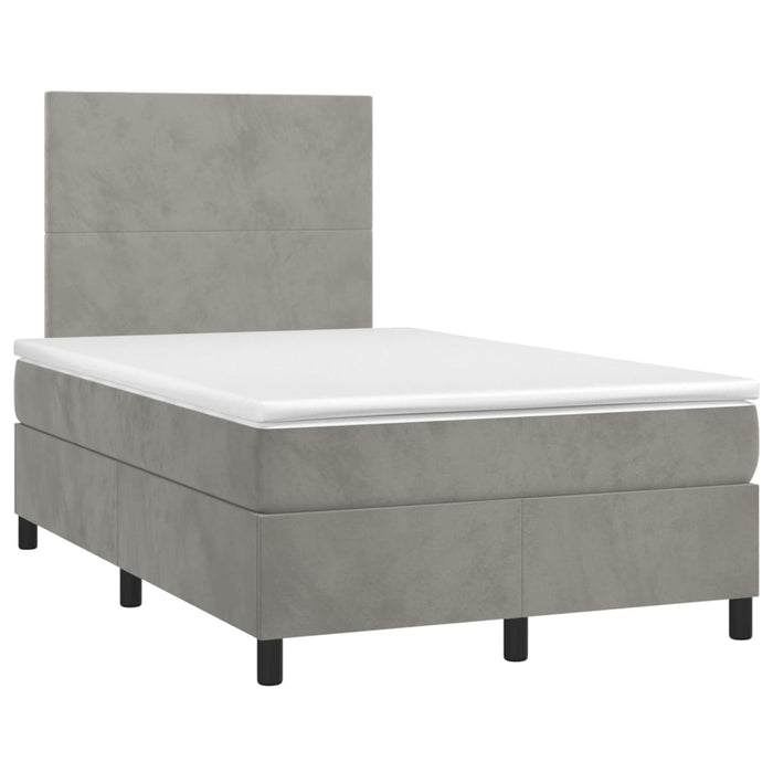 Letto a Molle Materasso e LED Grigio Chiaro 120x200 cm Velluto 3135993