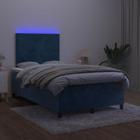 Letto a Molle con Materasso e LED Blu Scuro 120x200cm 3135997