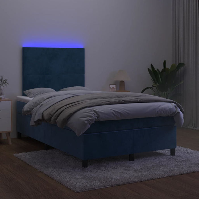 Letto a Molle con Materasso e LED Blu Scuro 120x200cm 3135997