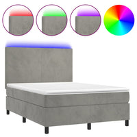 Letto a Molle Materasso e LED Grigio Chiaro 140x200 cm Vellutocod mxl 99600