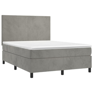 Letto a Molle Materasso e LED Grigio Chiaro 140x200 cm Vellutocod mxl 99600