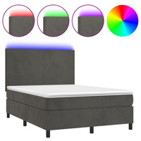 Letto a Molle con Materasso e LED Grigio Scuro 140x200 cmcod mxl 75093