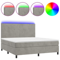 Letto a Molle Materasso e LED Grigio Chiaro 160x200 cm Vellutocod mxl 99060