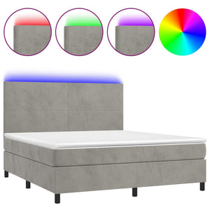 Letto a Molle Materasso e LED Grigio Chiaro 160x200 cm Vellutocod mxl 99060
