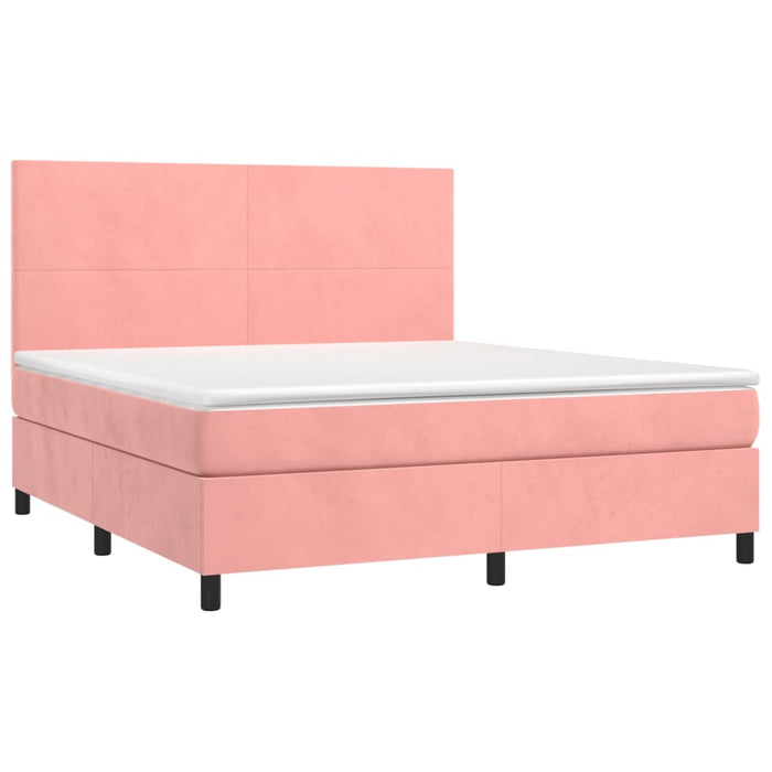 Letto a Molle con Materasso e LED Rosa 160x200 cm in Velluto 3136016