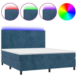 Letto a Molle con Materasso e LED Blu Scuro 180x200 cm 3136021