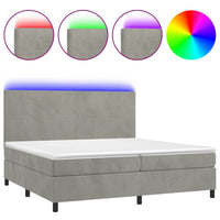 Letto a Molle Materasso e LED Grigio Chiaro 200x200 cm Velluto 3136023