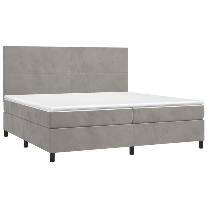 Letto a Molle Materasso e LED Grigio Chiaro 200x200 cm Velluto 3136023