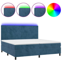 Letto a Molle con Materasso e LED Blu Scuro 200x200 cm 3136027