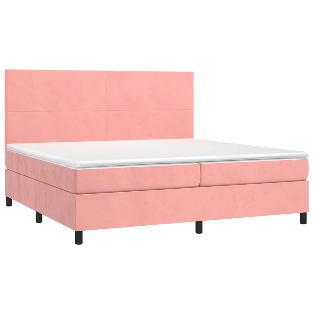 Letto a Molle con Materasso e LED Rosa 200x200 cm in Velluto 3136028
