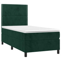 Letto a Molle con Materasso e LED-Struttura Letto con Materasso Verde Scuro 90x200cm Velluto 407935