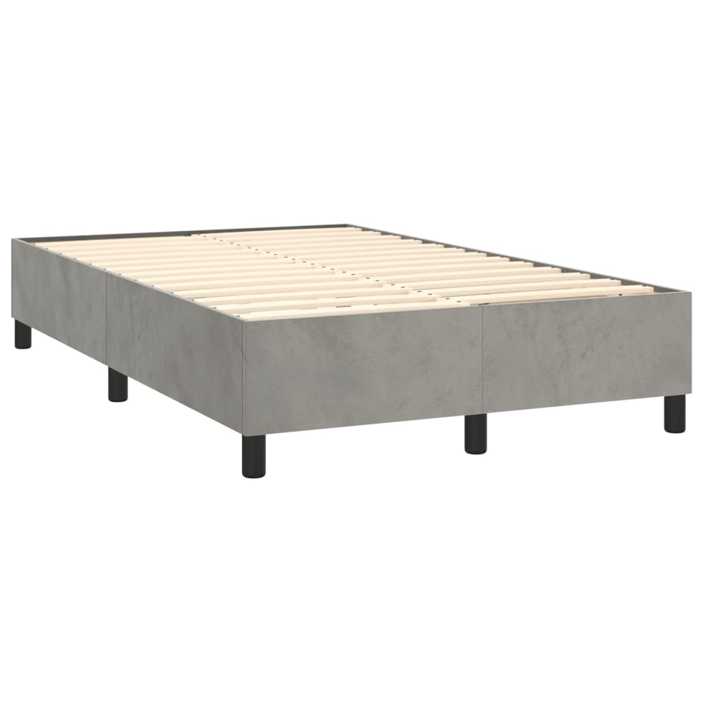 Letto a Molle Materasso e LED Grigio Chiaro 120x200 cm Velluto 3136053