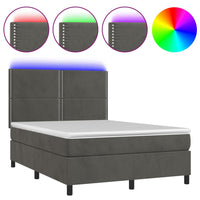 Letto a Molle con Materasso e LED Grigio Scuro 140x200 cm 3136066