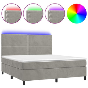 Letto a Molle Materasso e LED Grigio Chiaro 180x200 cm Velluto 3136077