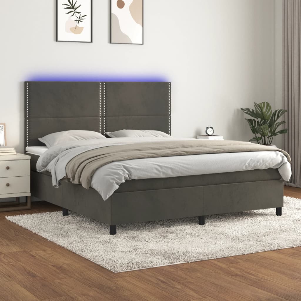 Letto a Molle con Materasso e LED Grigio Scuro 180x200 cmcod mxl 75109