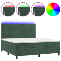 Letto a Molle con Materasso e LED Verde Scuro 180x200cm Vellutocod mxl 123028