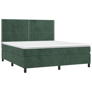 Letto a Molle con Materasso e LED Verde Scuro 180x200cm Vellutocod mxl 123028
