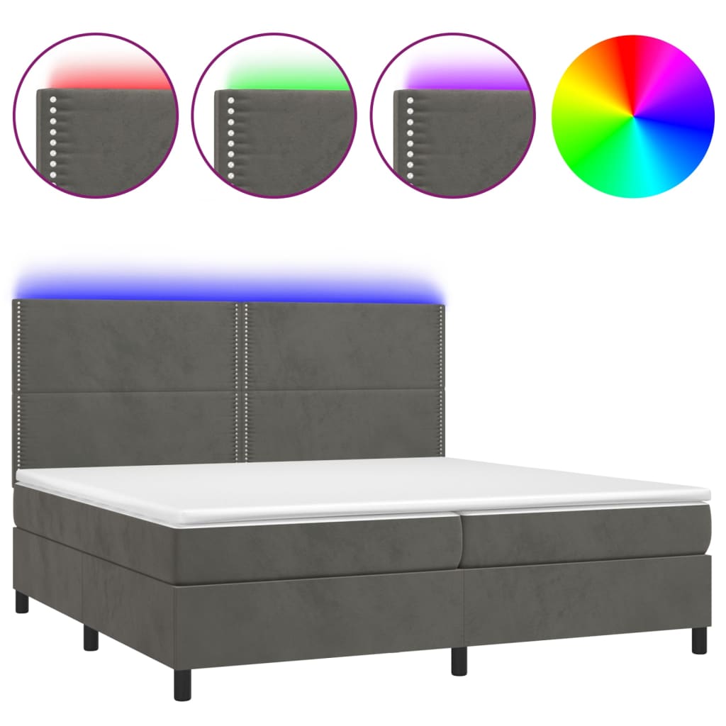 Letto a Molle con Materasso e LED Grigio Scuro 200x200 cm cod mxl 34028