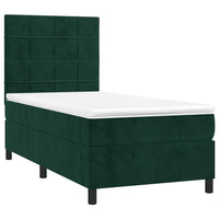 Letto a Molle con Materasso e LED-Struttura Letto con Materasso Verde Scuro 80x200cm Velluto 397110
