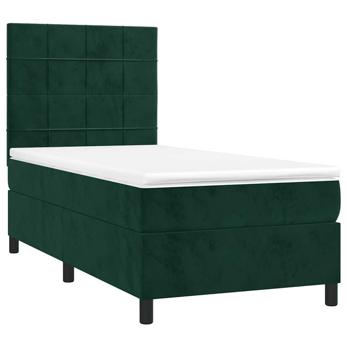 Letto a Molle con Materasso e LED-Struttura Letto con Materasso Verde Scuro 80x200cm Velluto 397110