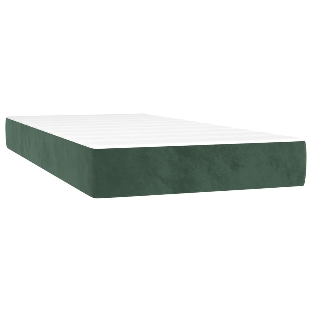 Letto a Molle con Materasso e LED Verde Scuro 90x190 cm Velluto 3136098
