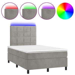 Letto a Molle Materasso e LED Grigio Chiaro 120x200 cm Velluto cod mxl 63908
