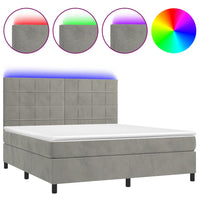 Letto a Molle Materasso e LED Grigio Chiaro 180x200 cm Vellutocod mxl 99068
