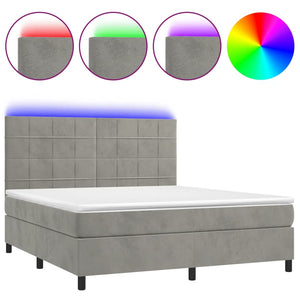 Letto a Molle Materasso e LED Grigio Chiaro 180x200 cm Vellutocod mxl 99068