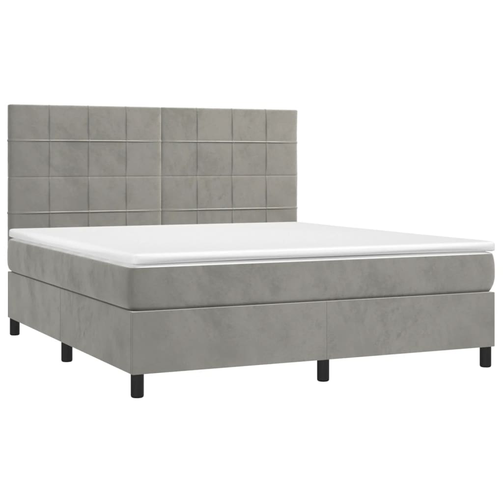 Letto a Molle Materasso e LED Grigio Chiaro 180x200 cm Vellutocod mxl 99068