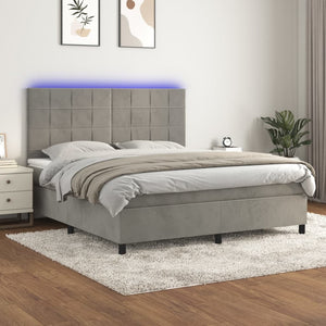Letto a Molle Materasso e LED Grigio Chiaro 180x200 cm Vellutocod mxl 99068