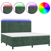 Letto a Molle con Materasso e LED Verde Scuro 200x200cm Velluto cod mxl 64104