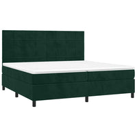Letto a Molle con Materasso e LED Verde Scuro 200x200cm Velluto 3136146