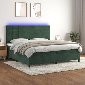 Letto a Molle con Materasso e LED Verde Scuro 200x200cm Velluto cod mxl 64104